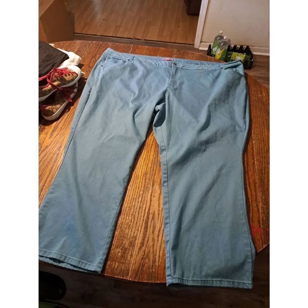 Woman Within Blue Denim Bootcut Jean Casual Pants Size 38W Natural Fit Plus Size